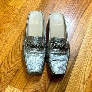 Stuart Weitzman Silver Slides